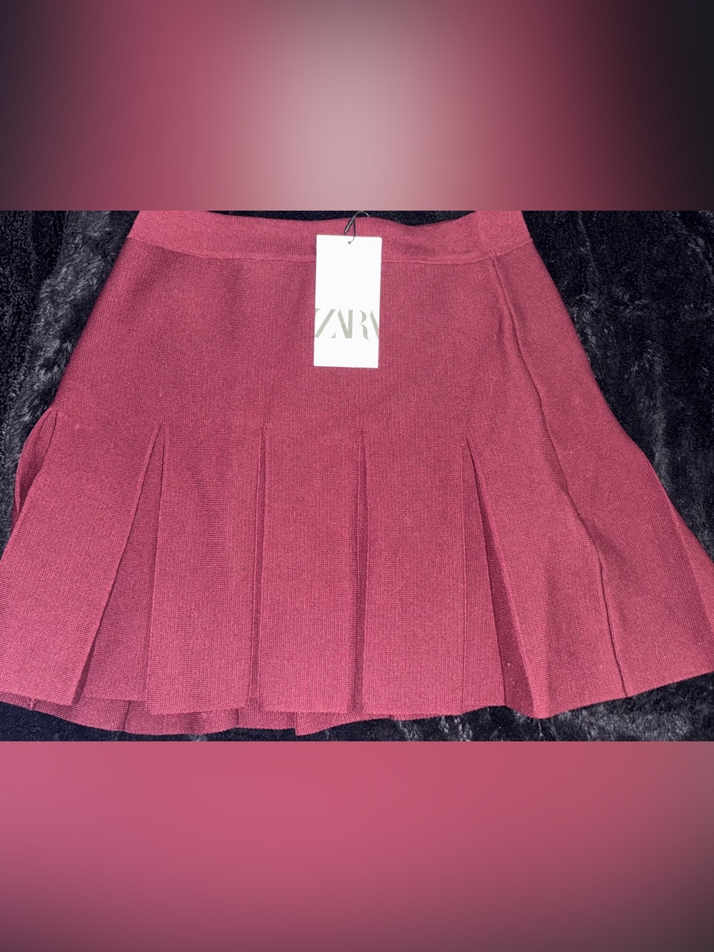 Zara Pleated Mini Skirt in Deep Berry